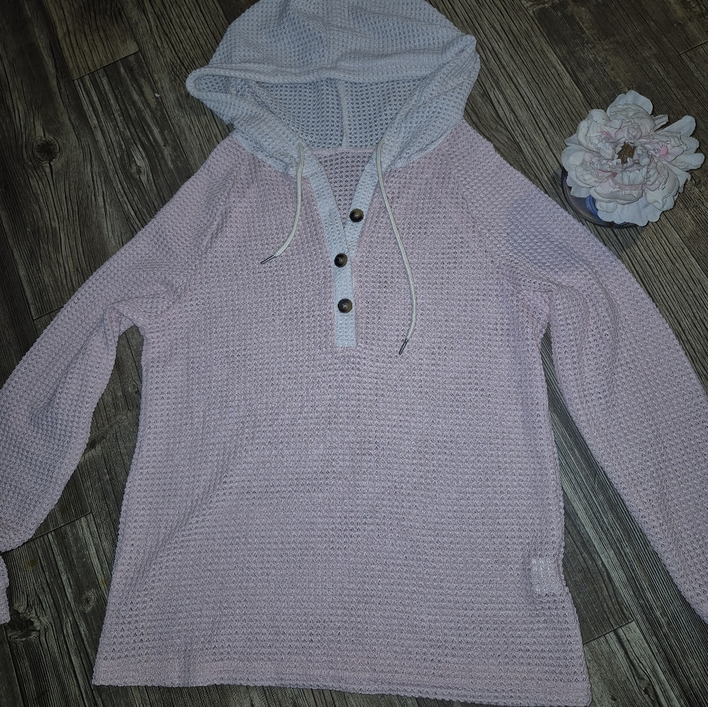 NWOT Pink and Ivory Hooded Sweater